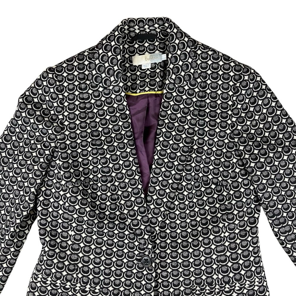 Boden Wool Blend Blazer Women's 4 Single Button Closure Geometric Pattern Lined